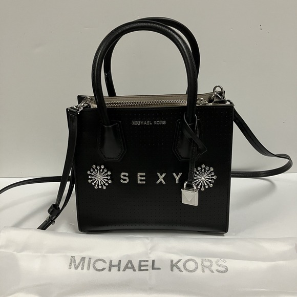 NWOT! Michael Kors Mini Mercer Sexy Black "Sexy" Bag - Picture 2 of 11